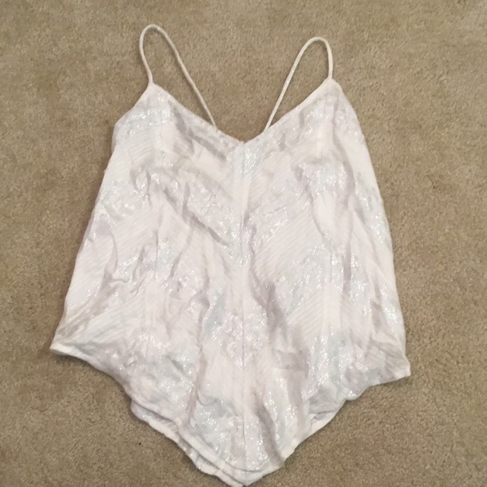 GUESS White shimmer tassel back swing cami Size S